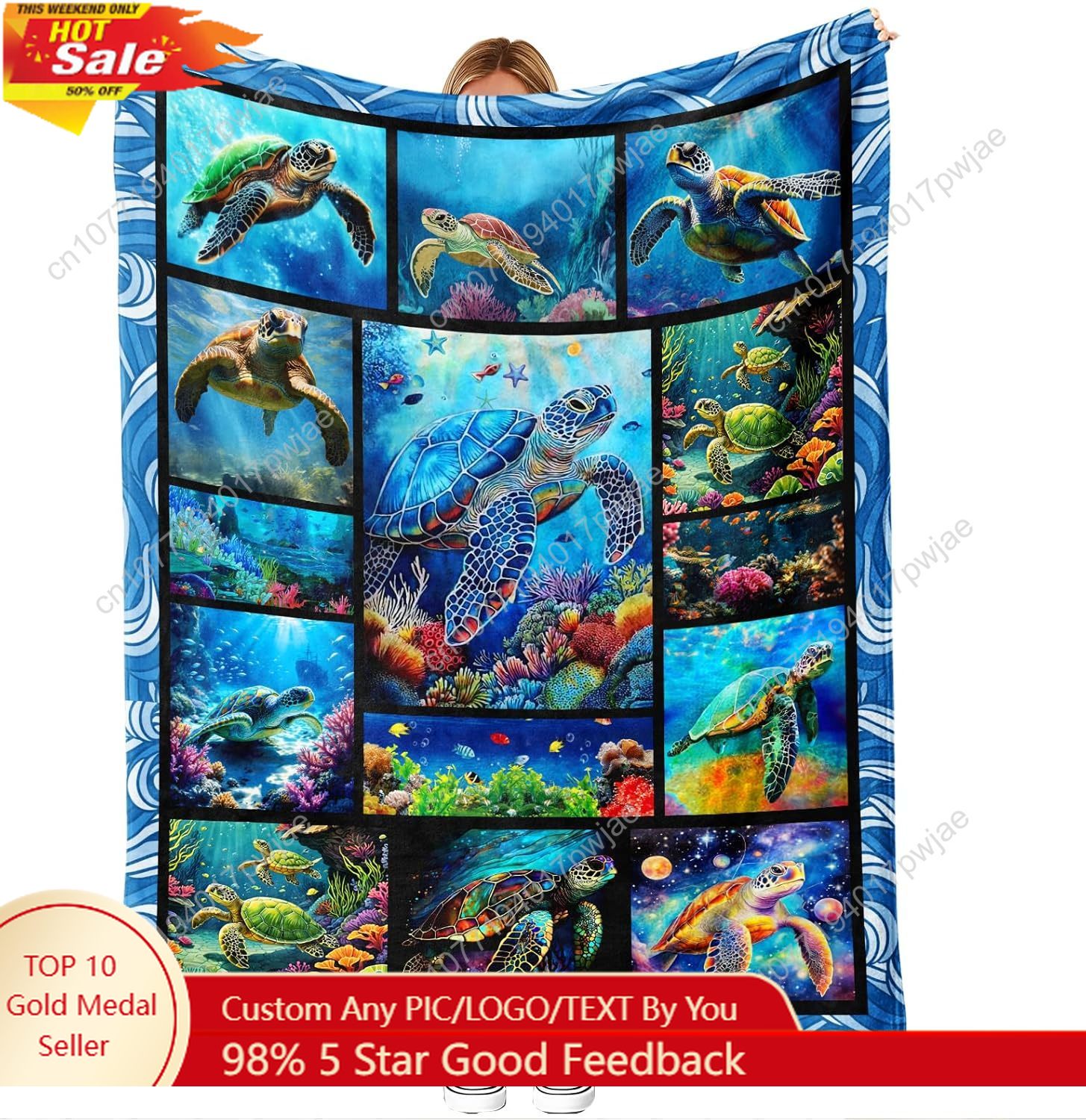 Home Textiles & Furnishings - Sea Turtle Flannel Throw Blanket Soft