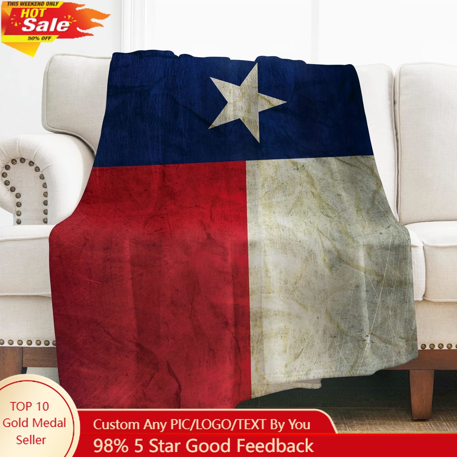 Home Textiles & Furnishings - Levens Texas Flag Throw Blanket Gifts