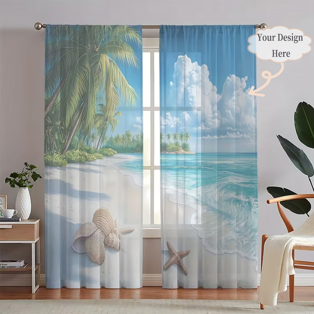 Home Textiles & Furnishings - Custom 2D Flat 2pcs Sheer Curtains,
