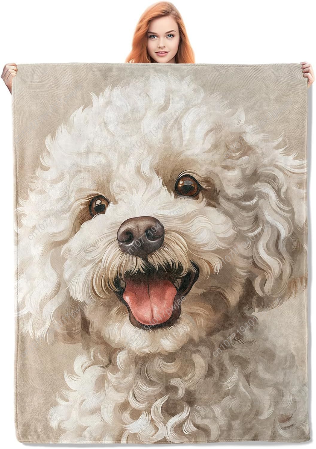 Home Textiles & Furnishings - Joyful Poodle Portrait Blanket Realistic Dog