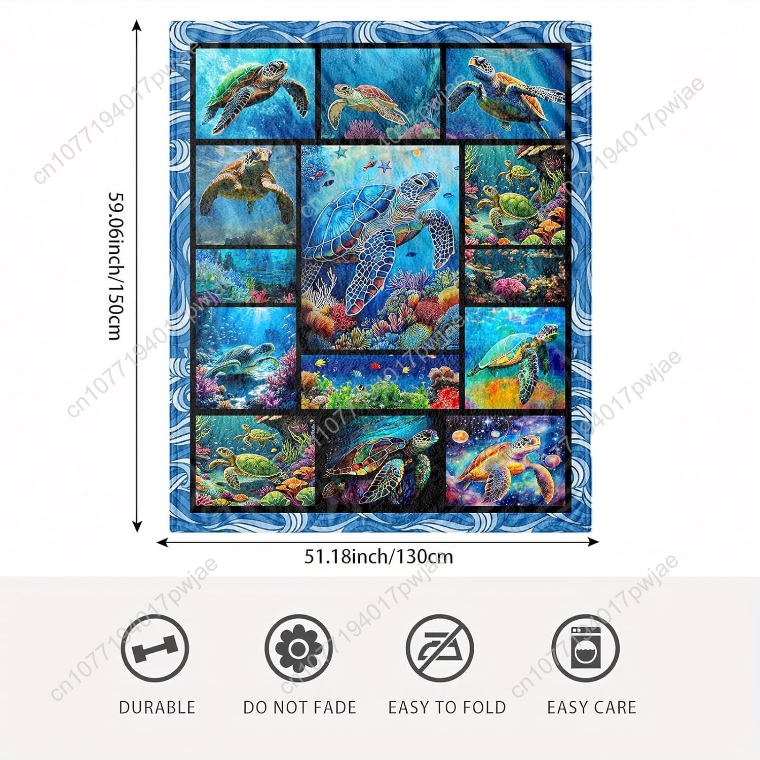 Sea Turtle Flannel Throw Blank - огляд і ціна Home Textiles & Furnishings