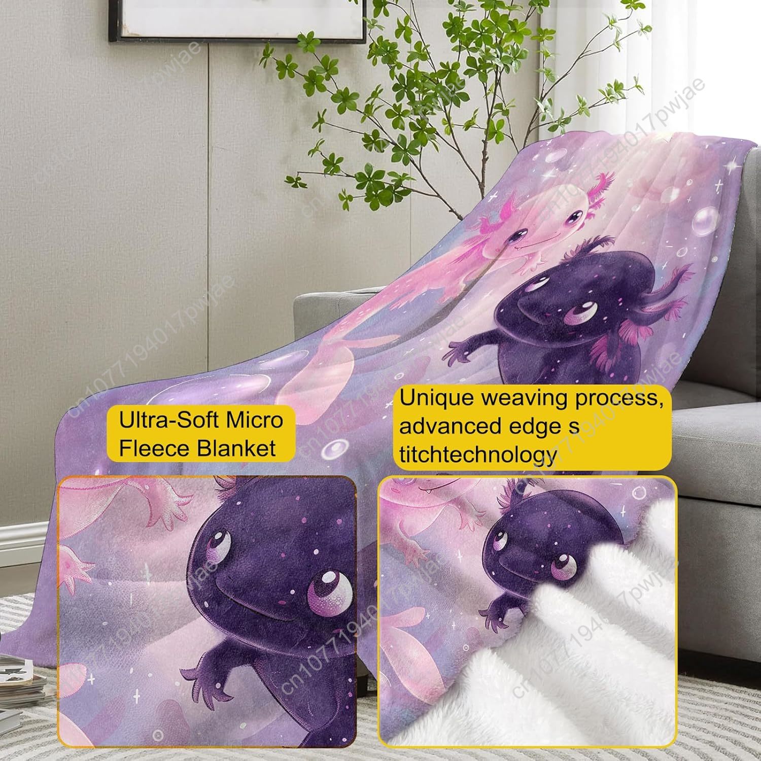Axolotl Blanket Cute Axolotls  - огляд і ціна Home Textiles & Furnishings