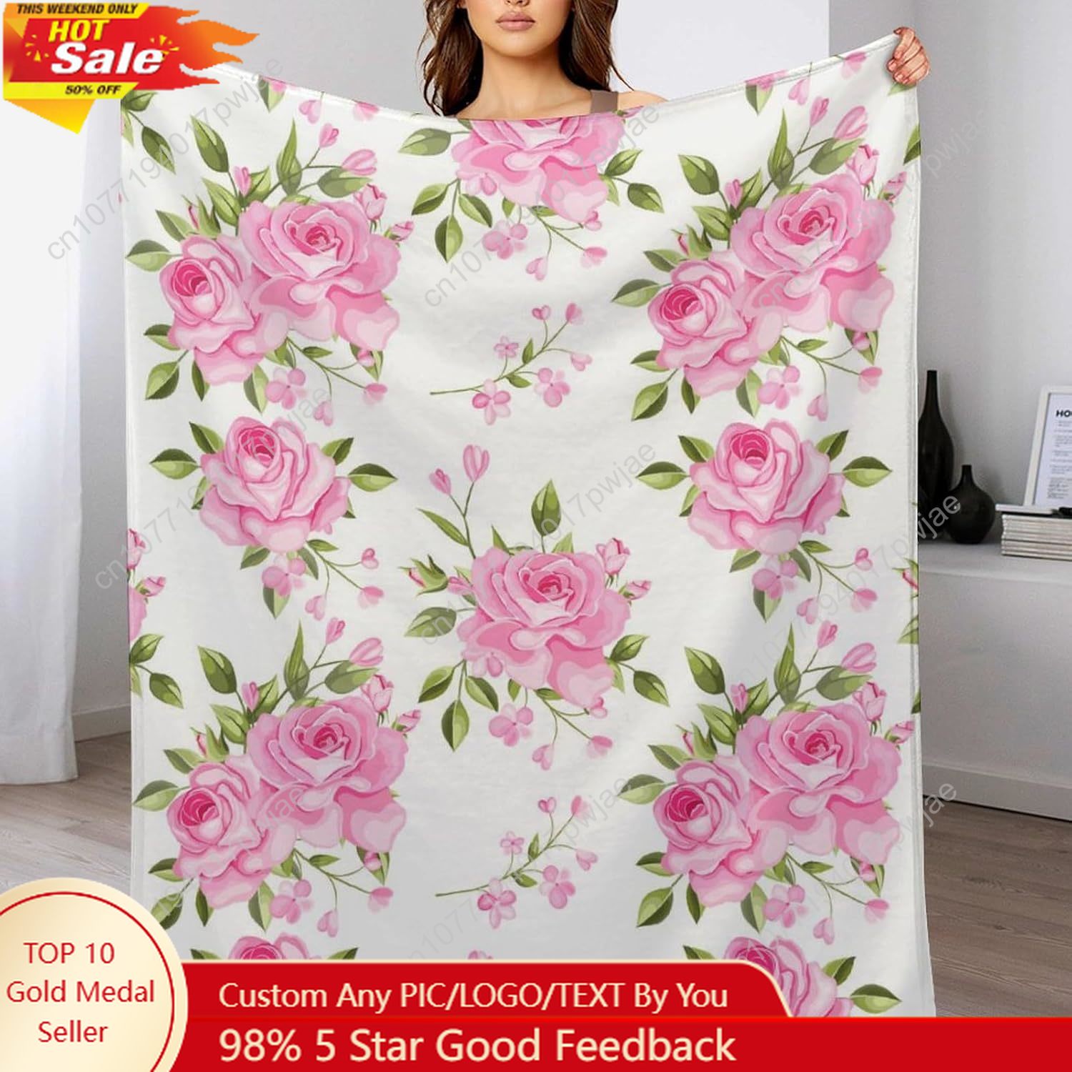 Pink Flower Throw Blanket Flor - огляд і ціна Home Textiles & Furnishings