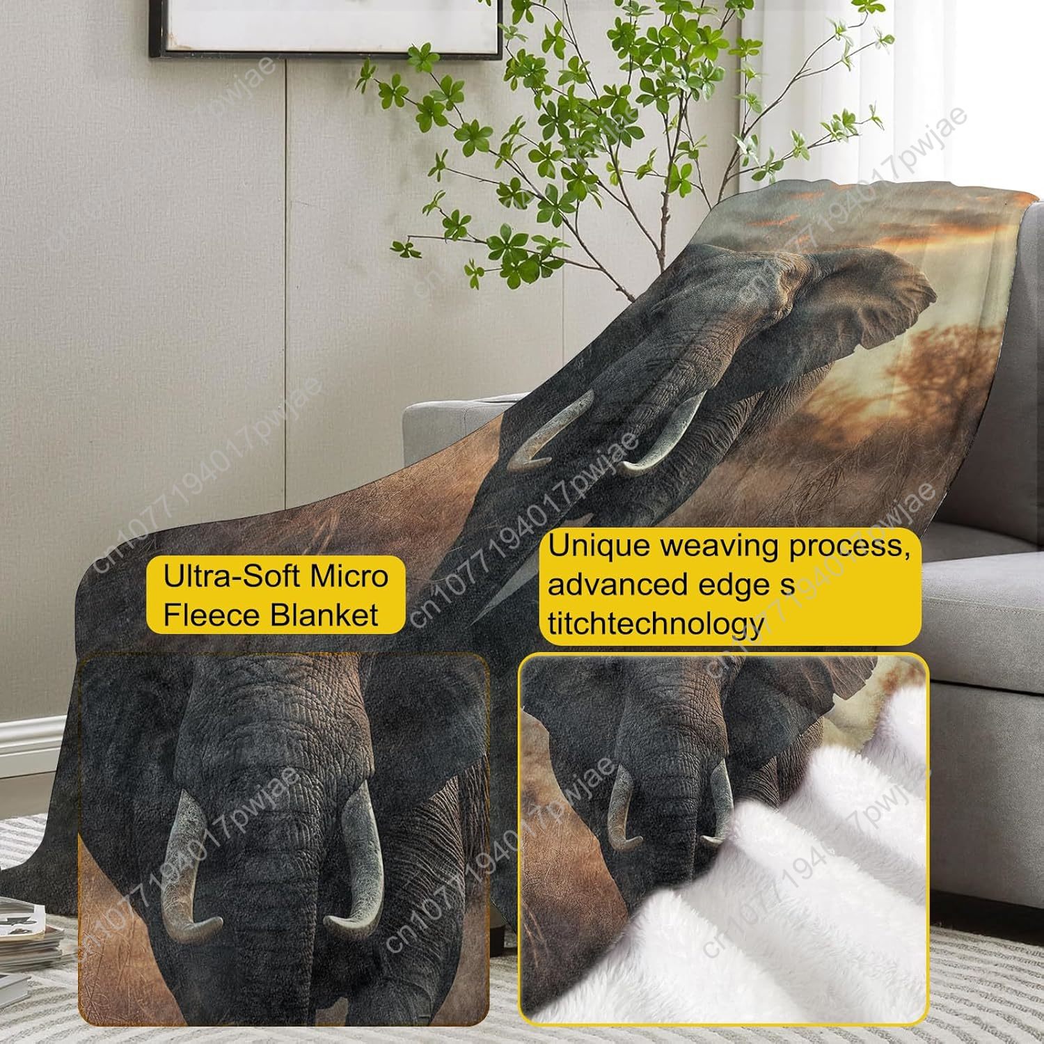 Elephant Fleece Blanket, Reali - огляд і ціна Home Textiles & Furnishings