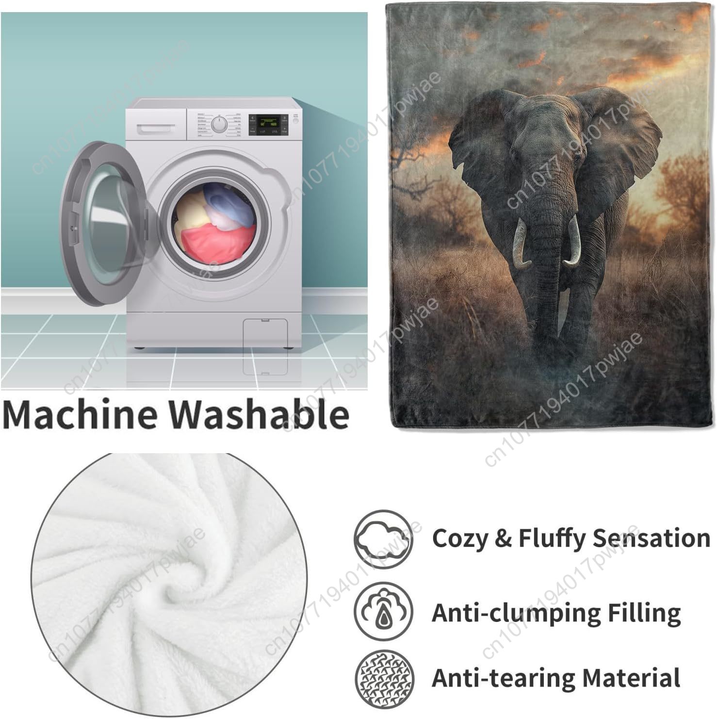 Elephant Fleece Blanket, Reali - огляд і ціна Home Textiles & Furnishings