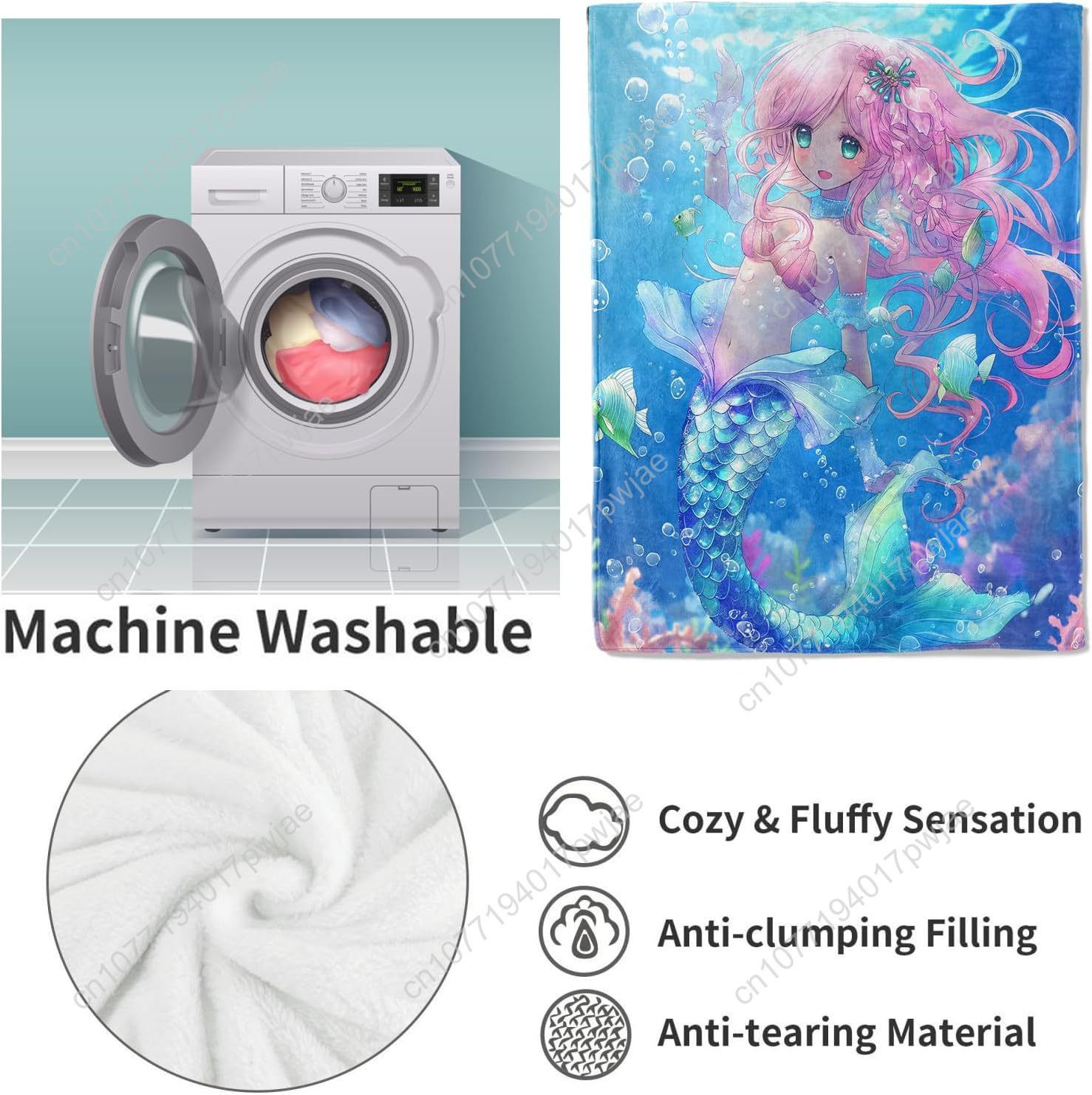 Cute Mermaid Blanket Cartoon F - огляд і ціна Home Textiles & Furnishings